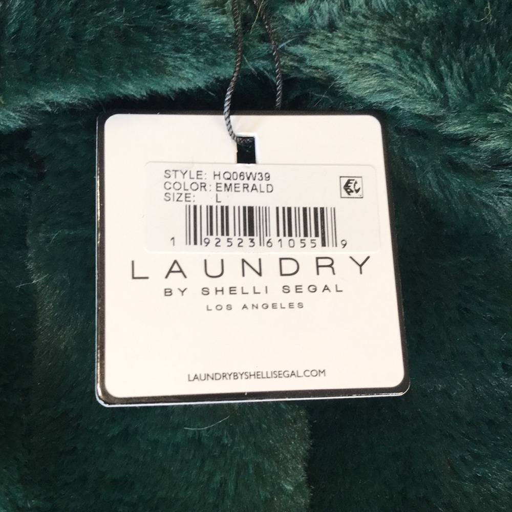 Laundry by Shelli Seagal Faux Fur Shrug Emerald size L - Picture 11 of 13